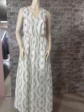 a new day White Maxi Dress with Green Print